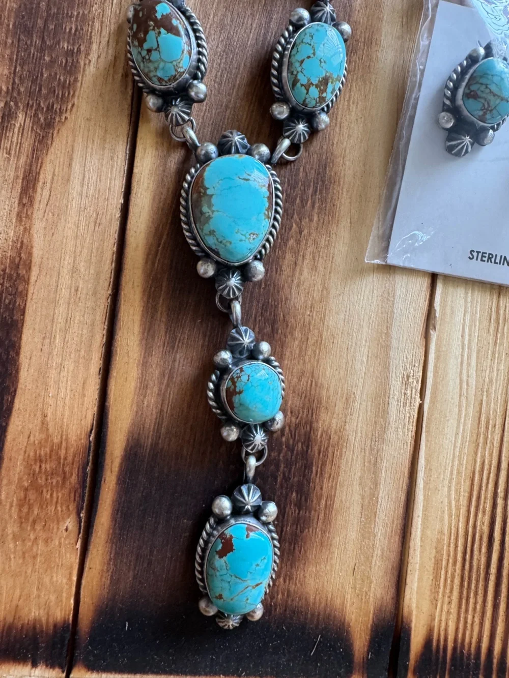 Myron Begay Mine 8 Turquoise Statement Necklace and Earrings Set